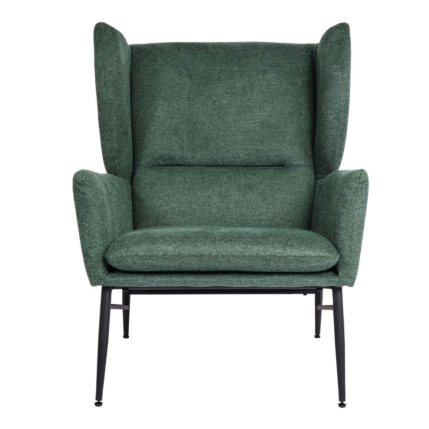Lounge-Sessel MCW-L62, Ohrensessel Cocktailsessel Sessel Polstersessel, Stoff/Textil Metall ~ grün