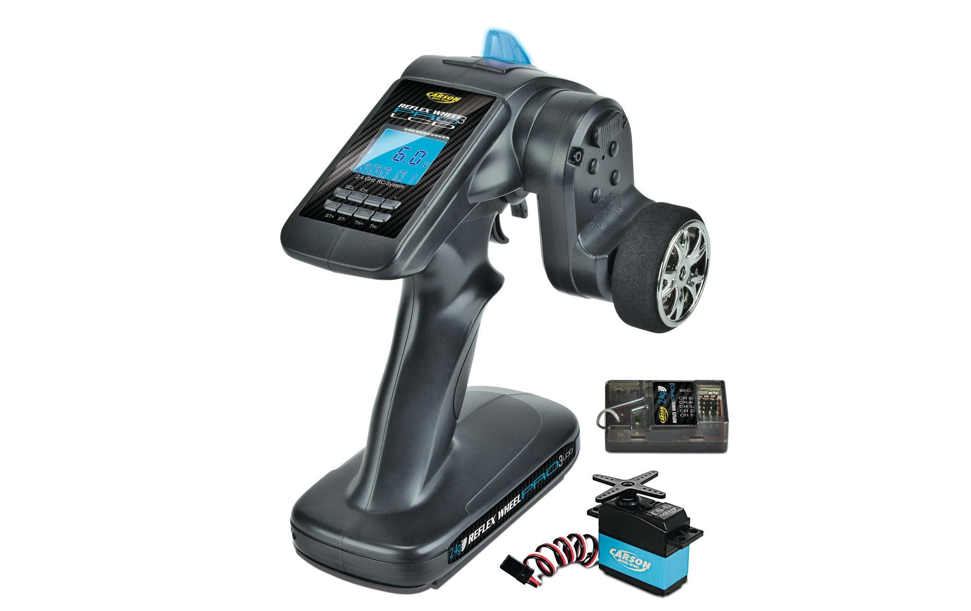 Fernsteuerung Reflex Wheel Pro 3 LCD Marine mit Empfänger3-Kanal RC-Anlage mit Empfänger und Servo – ideal für Modellboote