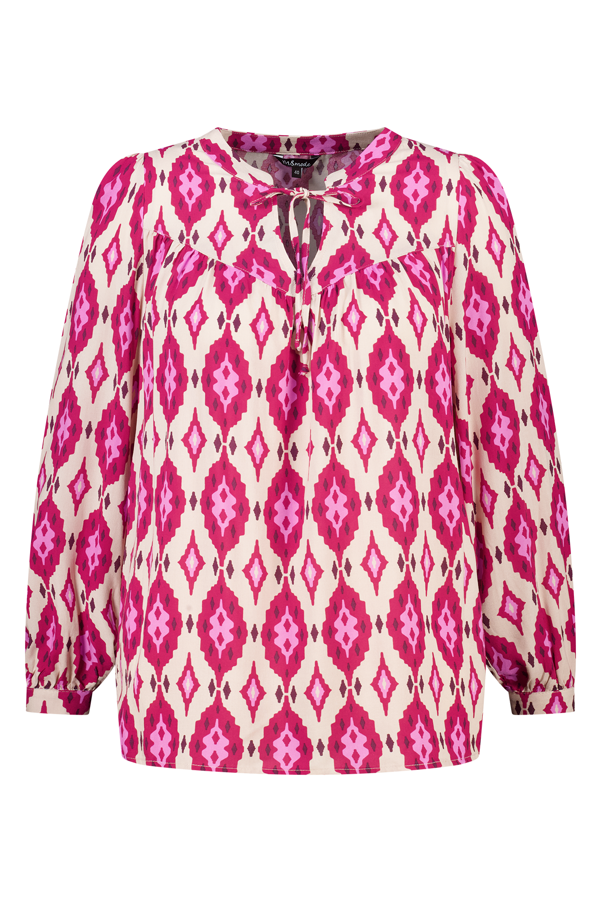 Blouse met print en klosjes Multi Bessen rood