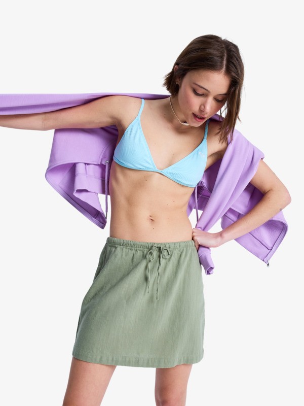 Over The Waves Mini Jupe élastiquée Vert Femme