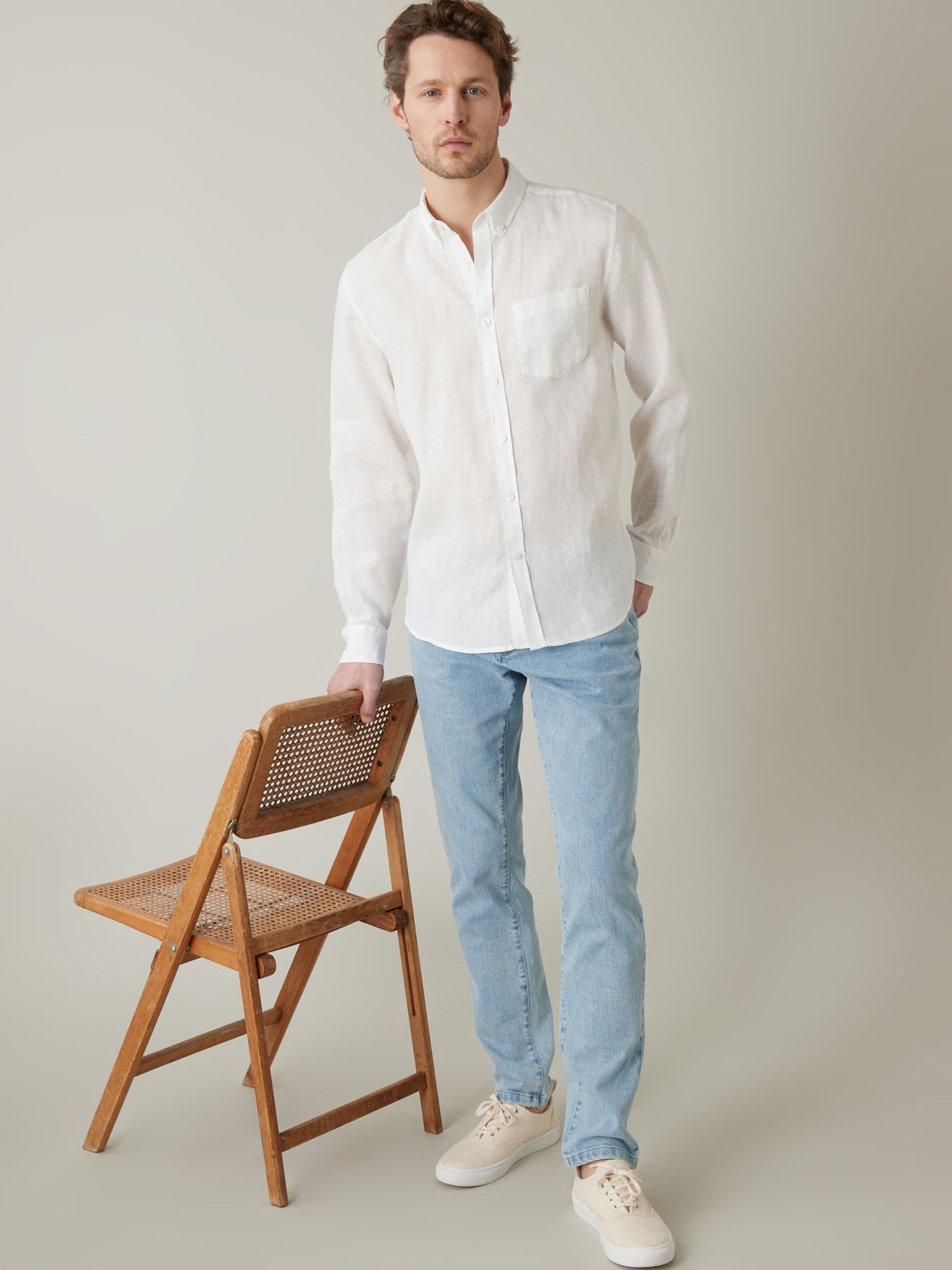Chemise Regular Fit lin uni homme