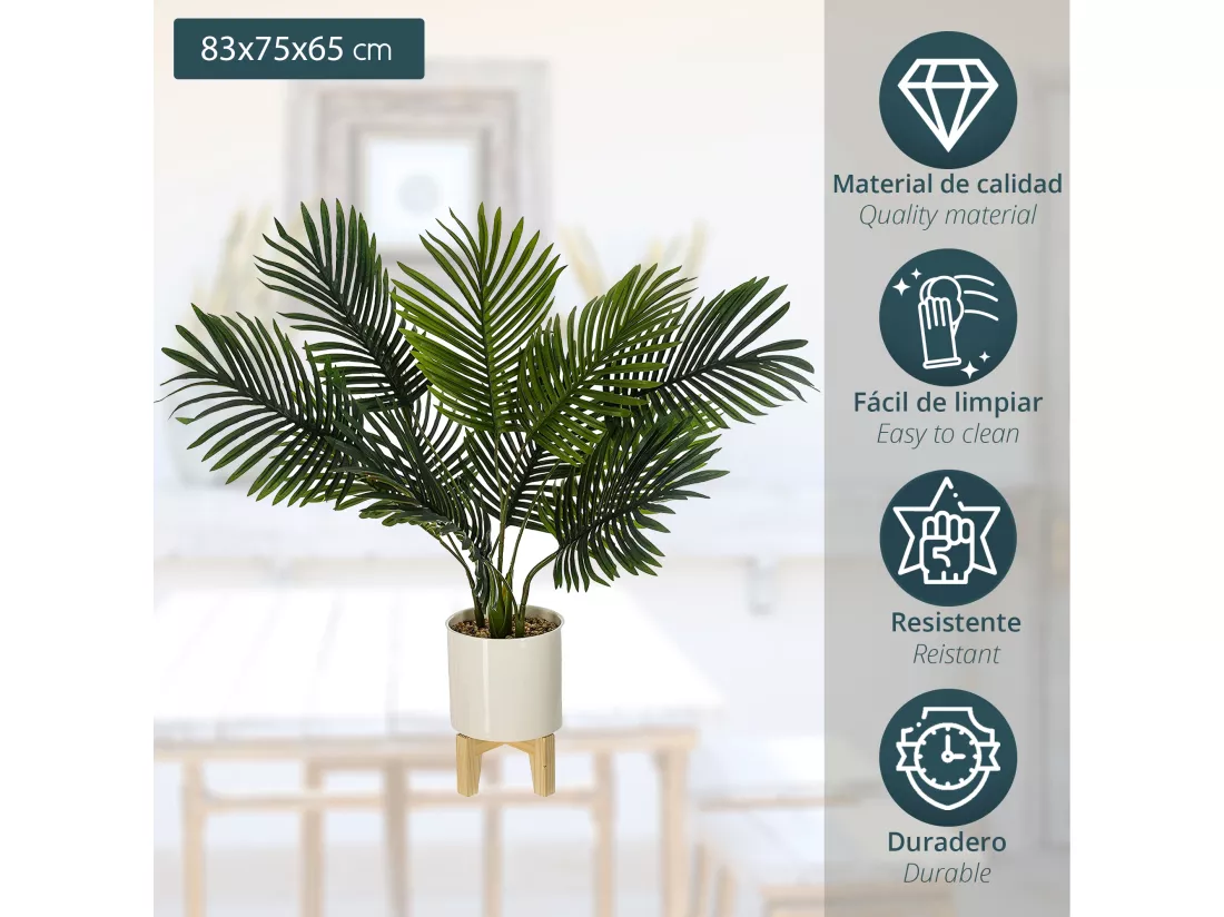 Plante artificielle palmier l.83 x p.75 x h 72, vert