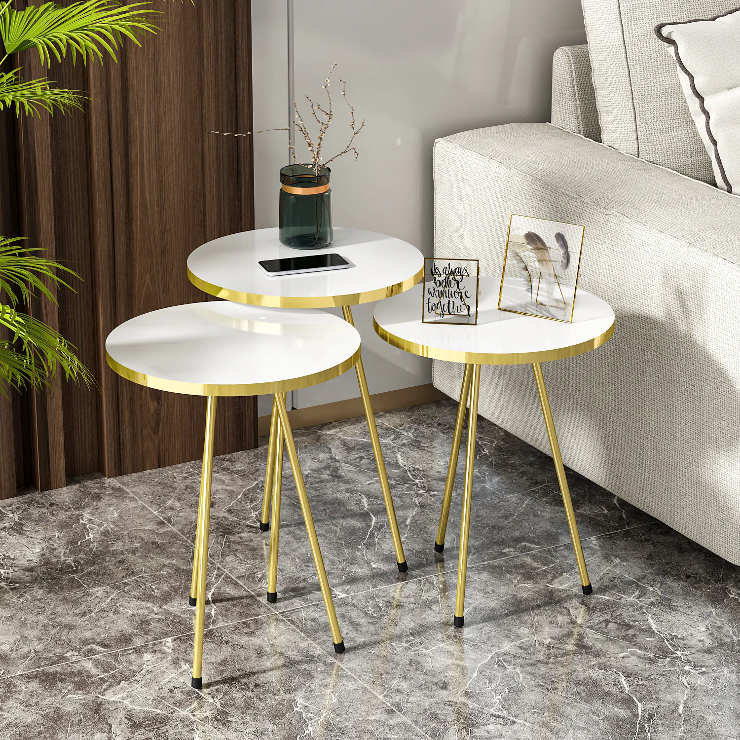 Beistelltisch 3er Set Weiß 21746313