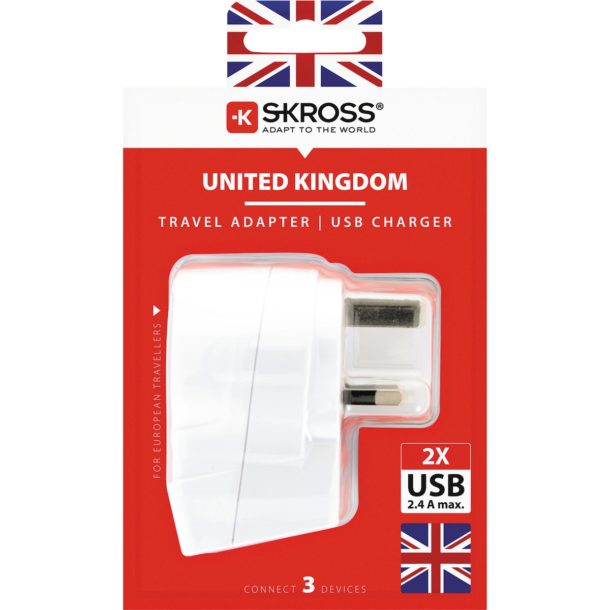 SKross Europa til UK USB reiseadapter 322912