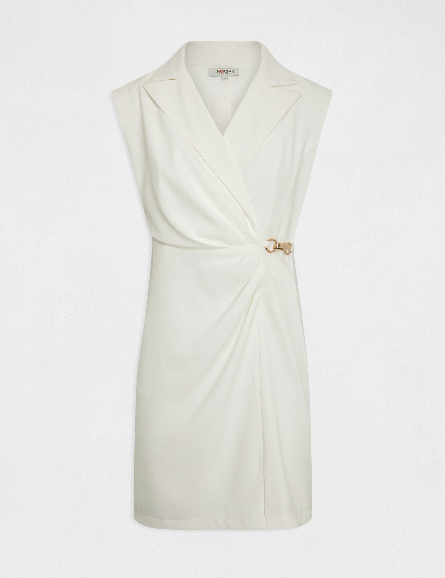 Robe effet portefeuille à ornement ecru femme - ecru