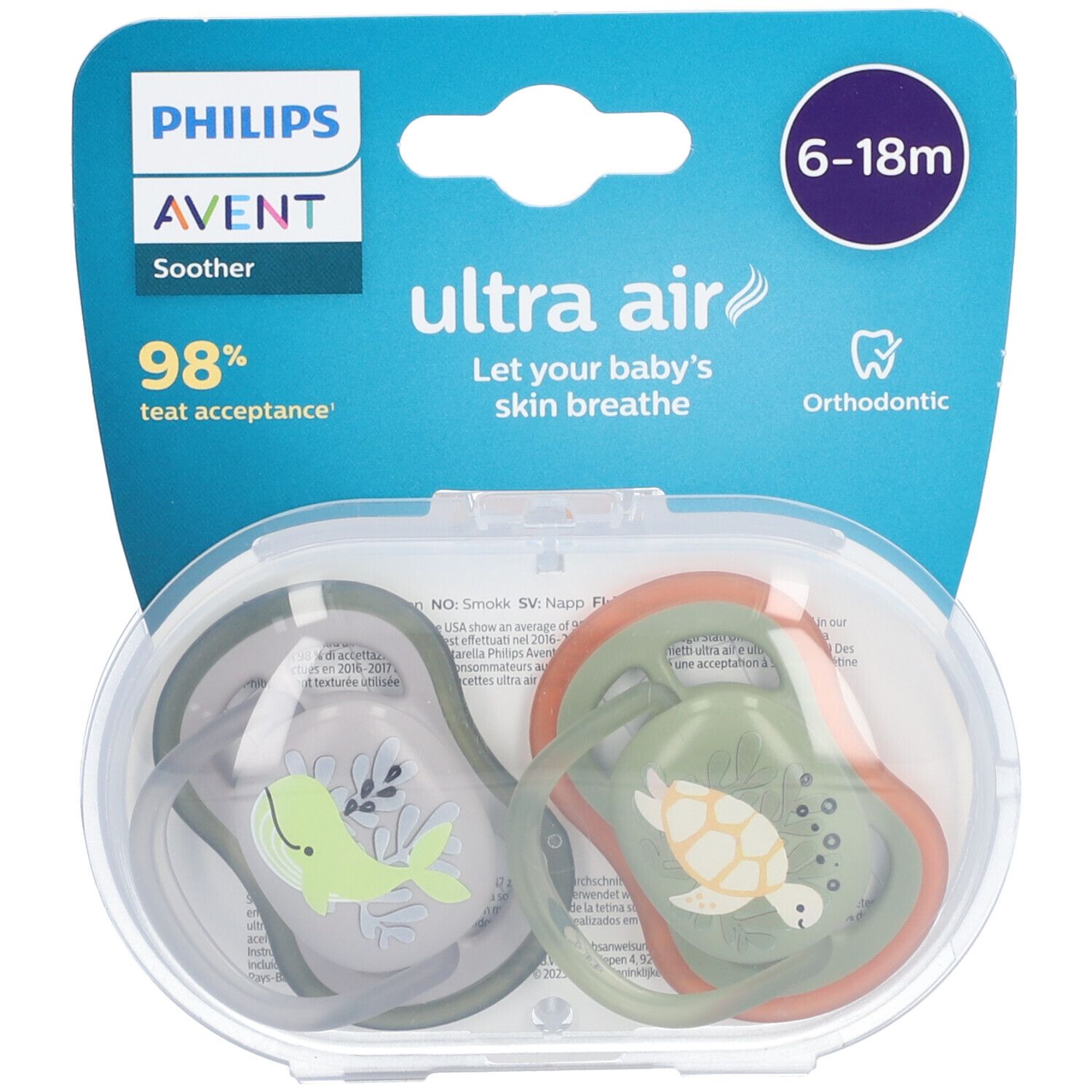 PHILIPS Avent Ultra Air Schnuller 6-18 Monate, grün/grau