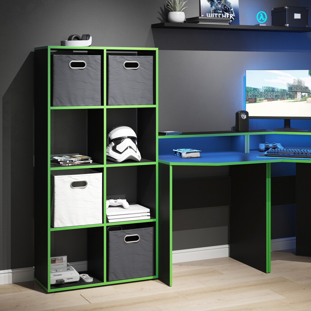 Vicco Raumteiler Standregal Bücherregal 8 Fächer Scutum Schwarz Grün Hochregal