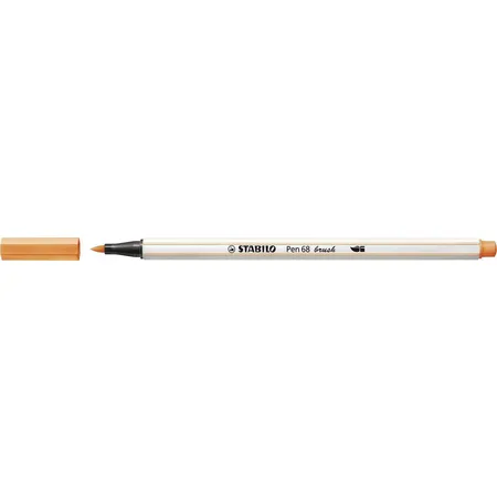 Premium-Filzstift mit Pinselspitze für variable Strichstärken - STABILO Pen 68 brush - Einzelstift - neonorange