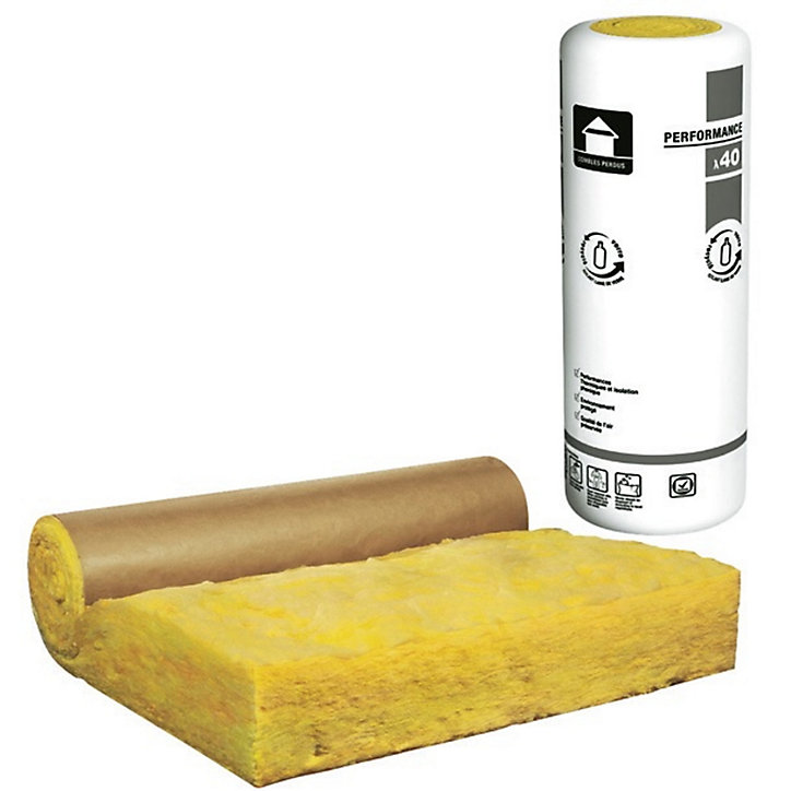Rouleau laine de verre Supralaine - 1,2 x 10 m ép.100 mm R. 2.5m²K/W