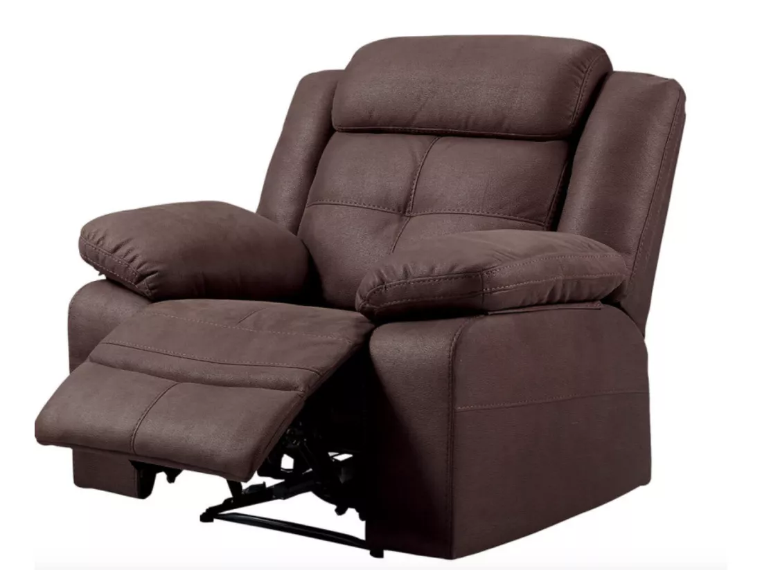 Fauteuil de relaxation manuel nubuck chocolat Pinya