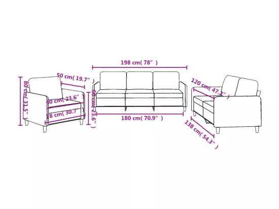 Ensemble de canapés 3 pcs avec coussins Gris foncé Tissu
