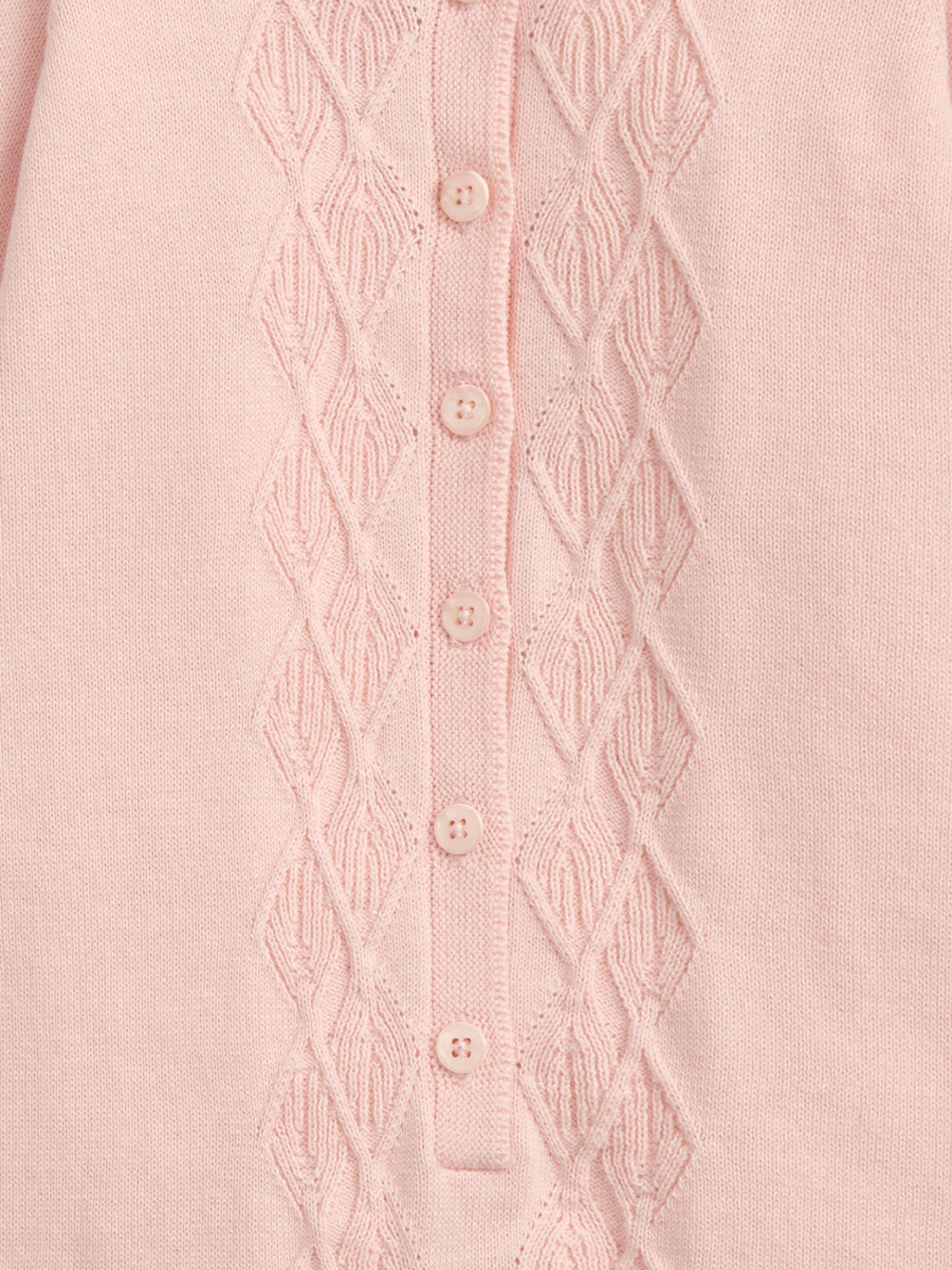 Mamas & Papas Diamond Stitch Knitted Romper with Frill Collar