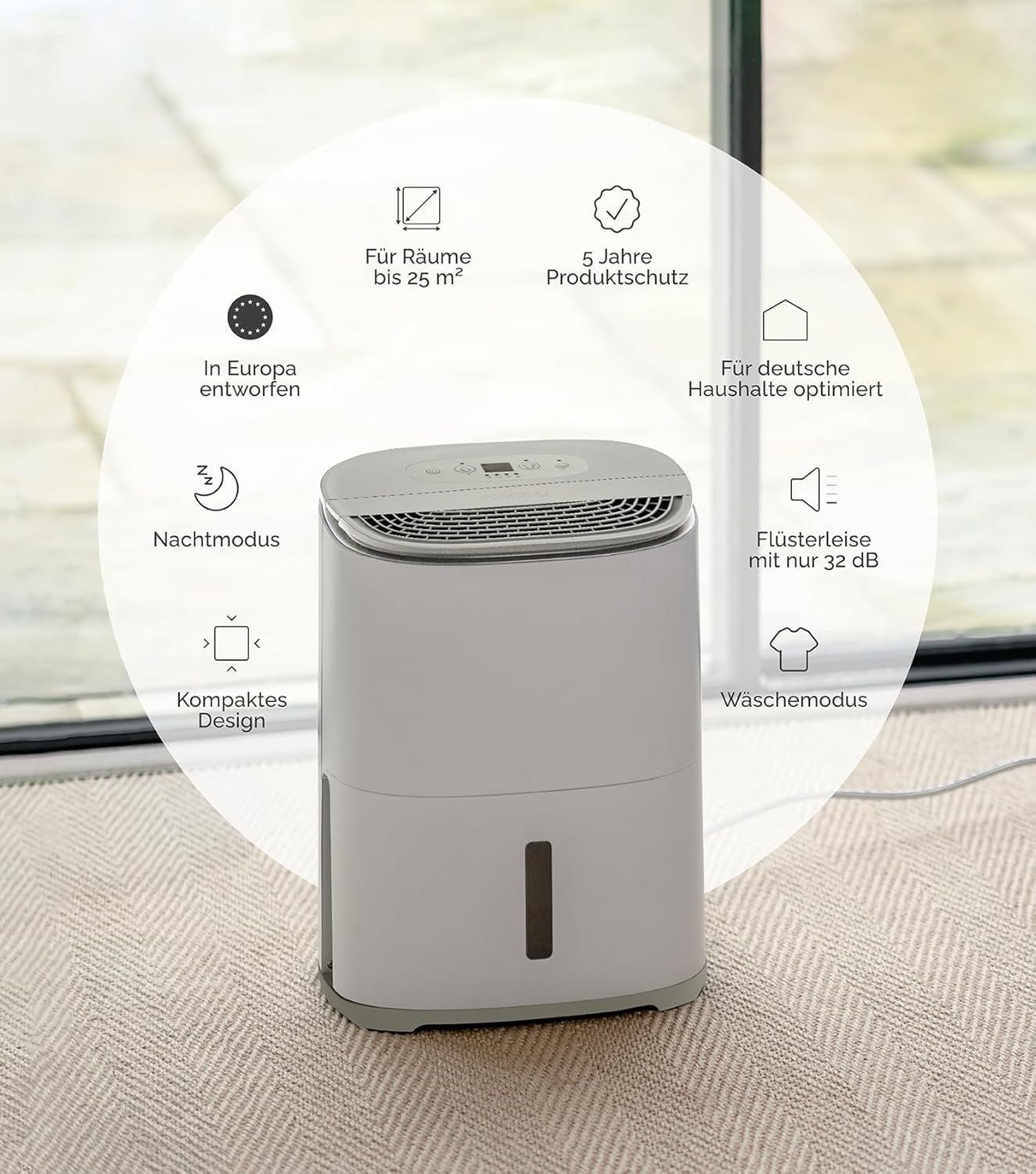 MeacoDry Arete One 6L Luftentfeuchter & Luftreiniger | Kompakt, Sehr leise mit 32 dB | Idealer Luftentfeuchter für Schlafzimmer, Kleine Räume & Wohnungen | H13 HEPA-Filter | 1,8L Tank