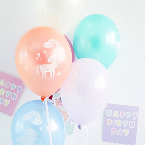 Ballonnen eenhoorns en regenbogen - 6st