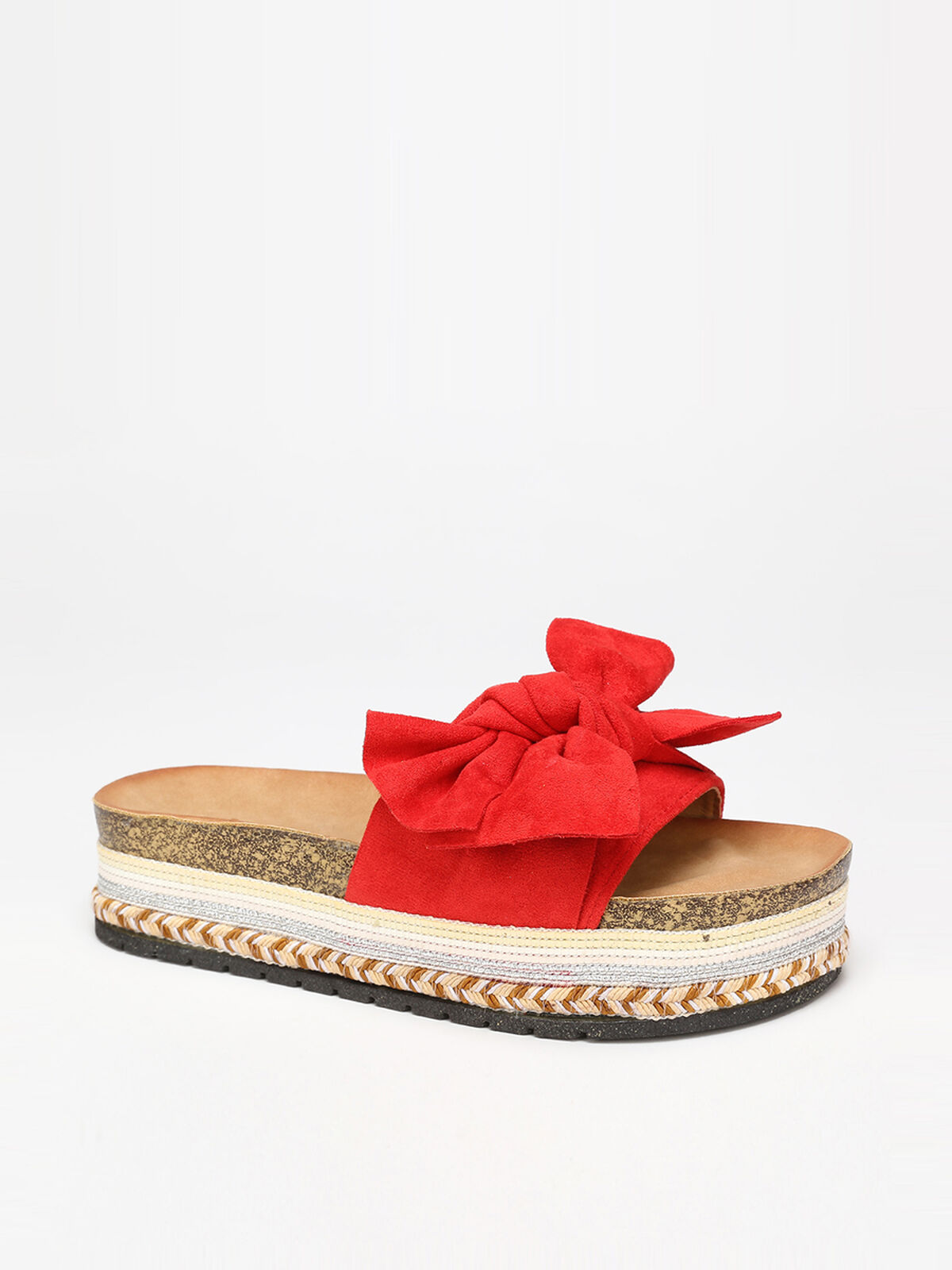 Mules à noeud et motifs ethniques- Rouge
