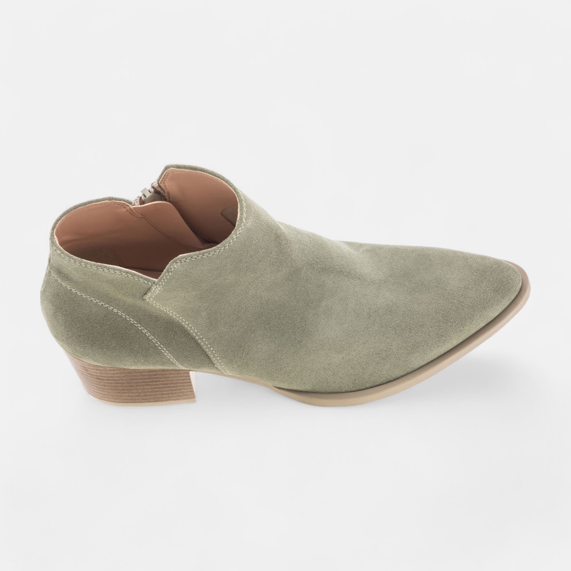 Bottines à talon Femme en cuir kaki