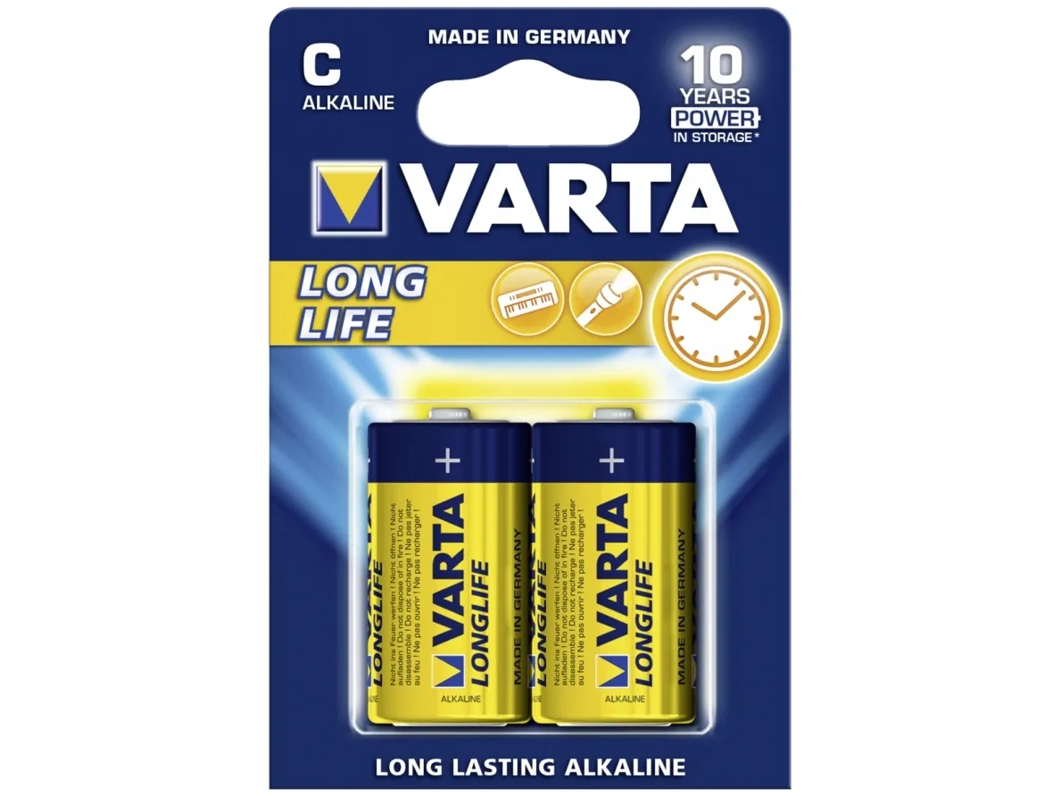 Varta LONGLIFE C Bli 2 C-batteri R14 alkalisk-mangan 7600 mAh 1,5 V 2 stk