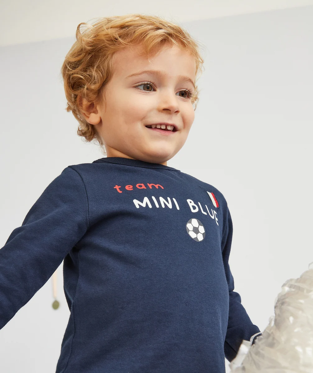 T-SHIRT BÉBÉ GARÇON EN COTON BIO BLEU MARINE THÈME FOOTBALL