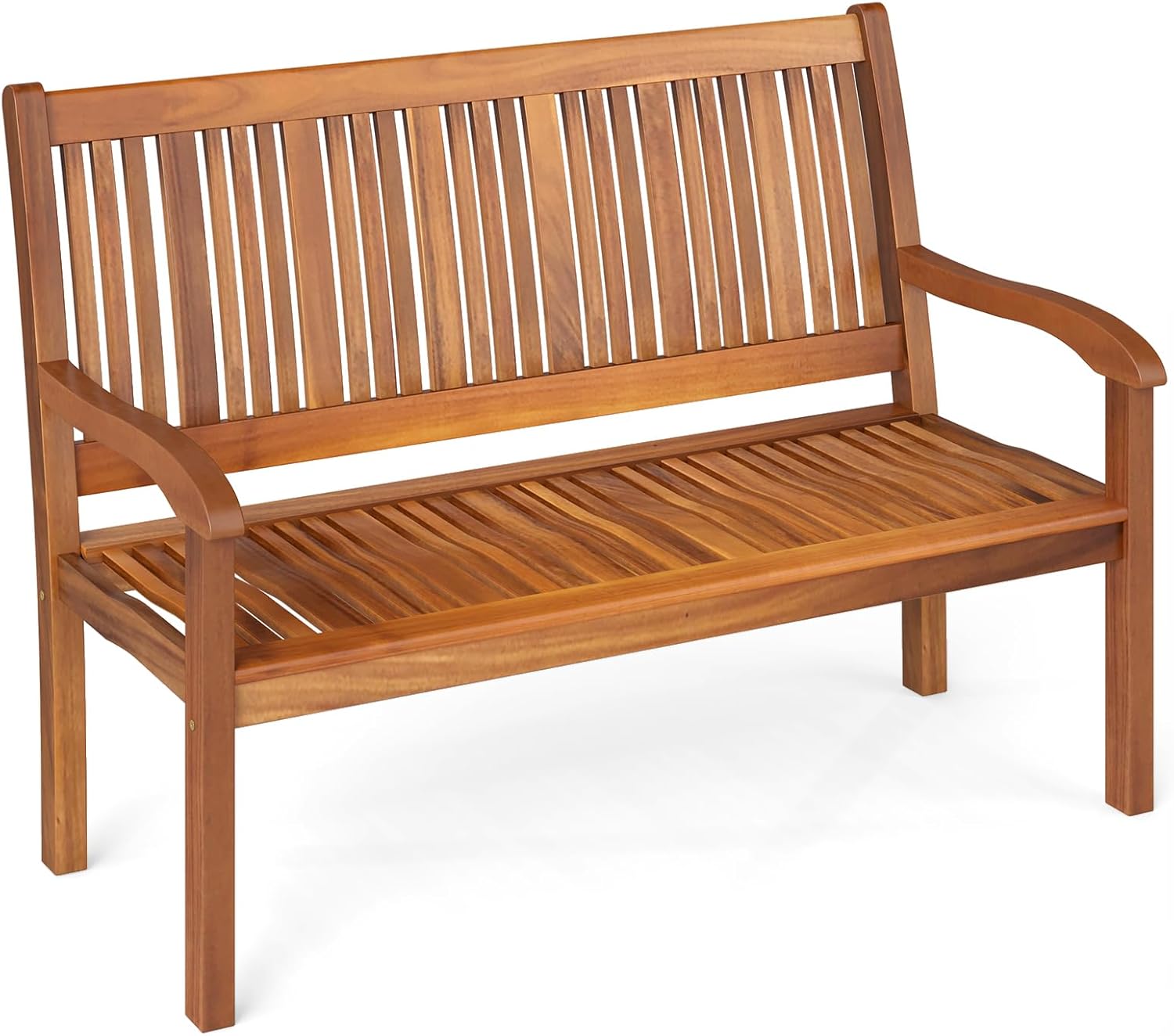 COSTWAY Gartenbank Holz, Holzbank wetterfest, Sitzbank für 2-3 Sitzer, Balkonbank aus Akazienholz bis 320 kg belastbar, Parkbank für Terrasse, Balkon, Garten, FSC®-Zertifiziert, 126 x 63 x 91 cm