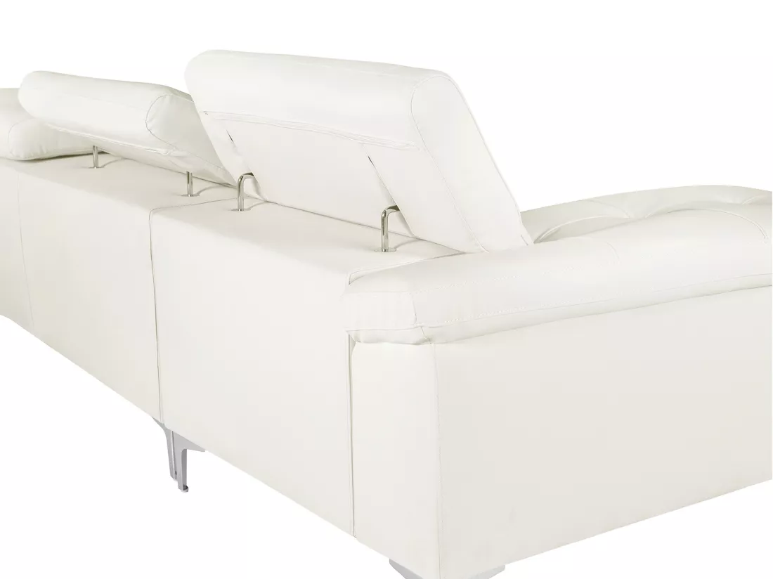 Canapé d'angle en cuir SOLANGE - Blanc - Angle droit