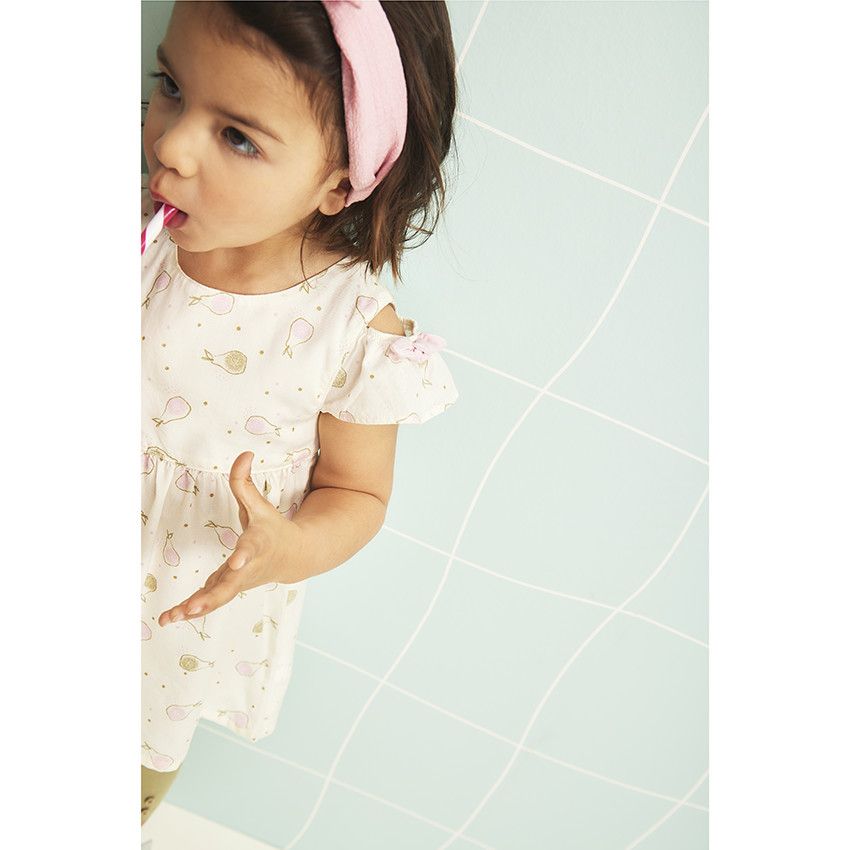 Ensemble 2 pièces imprimé poires pour bébé fille - Ecru