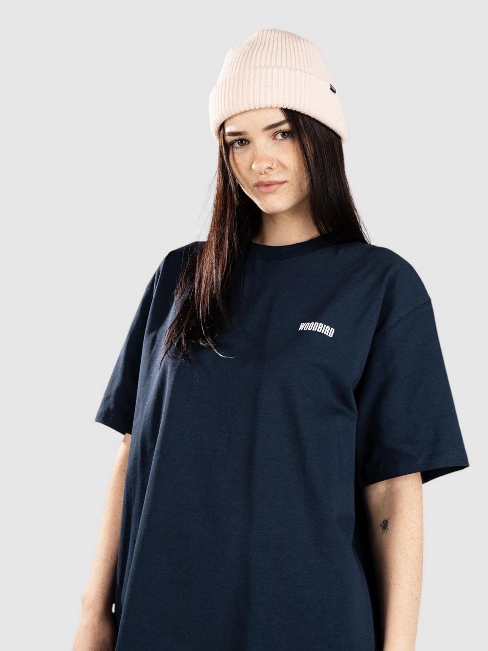 Woodbird Baine Family T-Shirt dark navy