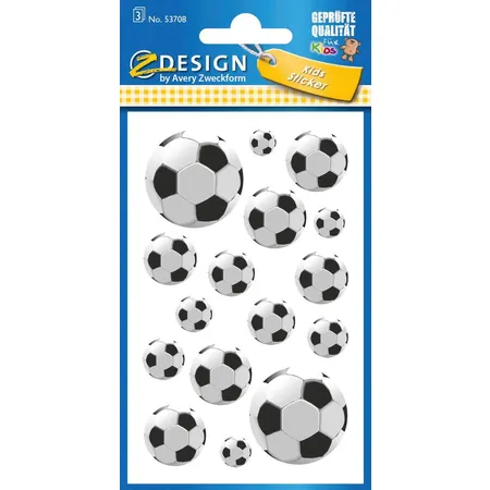 Avery Zweckform Z-Design Kinder Sticker, Fußbälle, 3 Bogen/48 Sticker