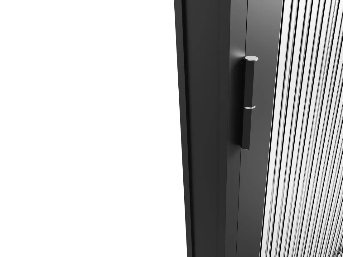 Bloc porte réversible en aluminium et verre trempé texturé - H204 x L93 cm - Noir - LOXTON