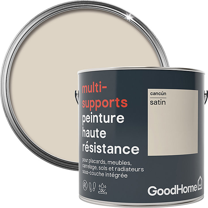 Peinture haute résistance multi-supports GoodHome beige Cancún satin 2L