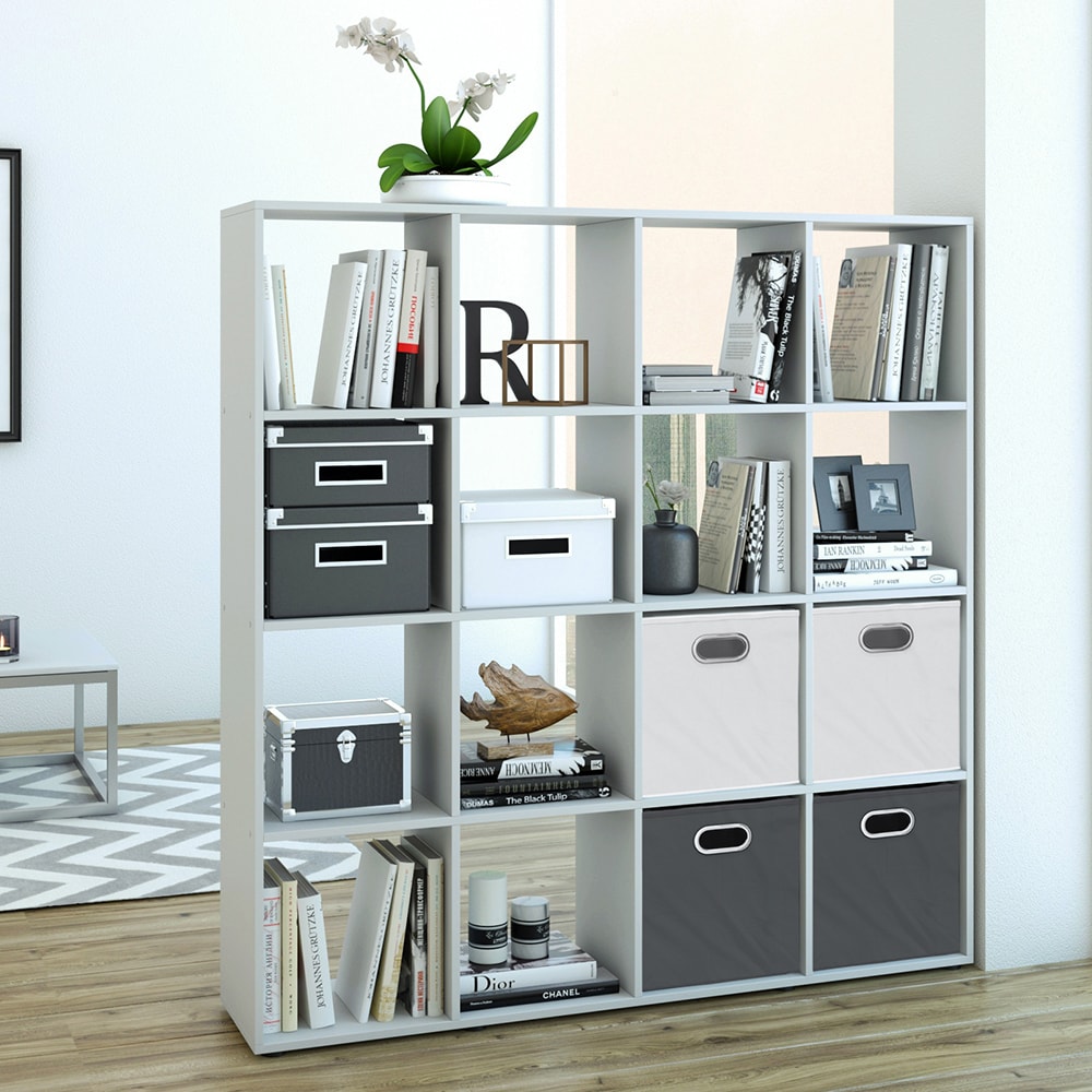 Vicco Raumteiler Bücherregal Standregal Aktenregal Regal 16 Fächer Weiß