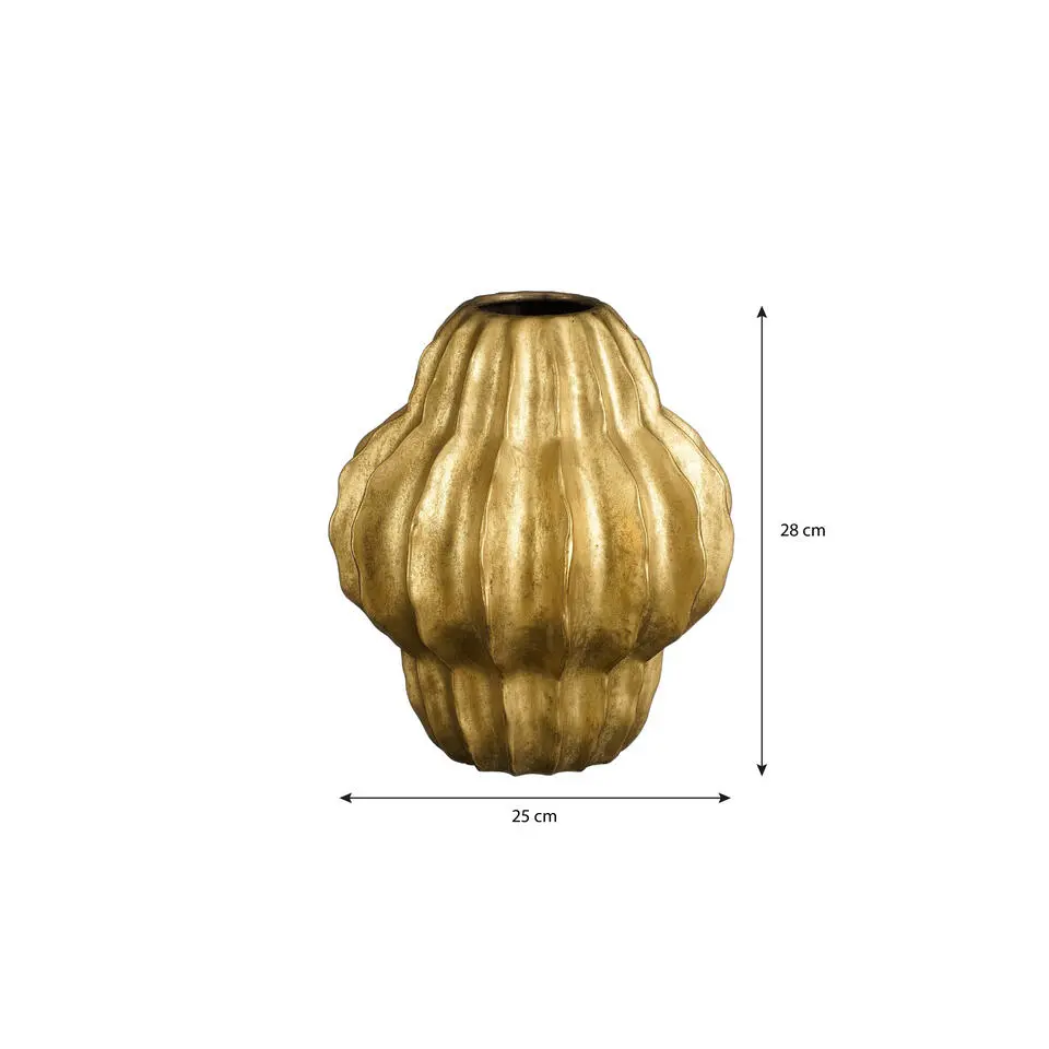 Mica Decorations Altea Vaas - H28 x Ø24,5 cm - Keramiek - Goud