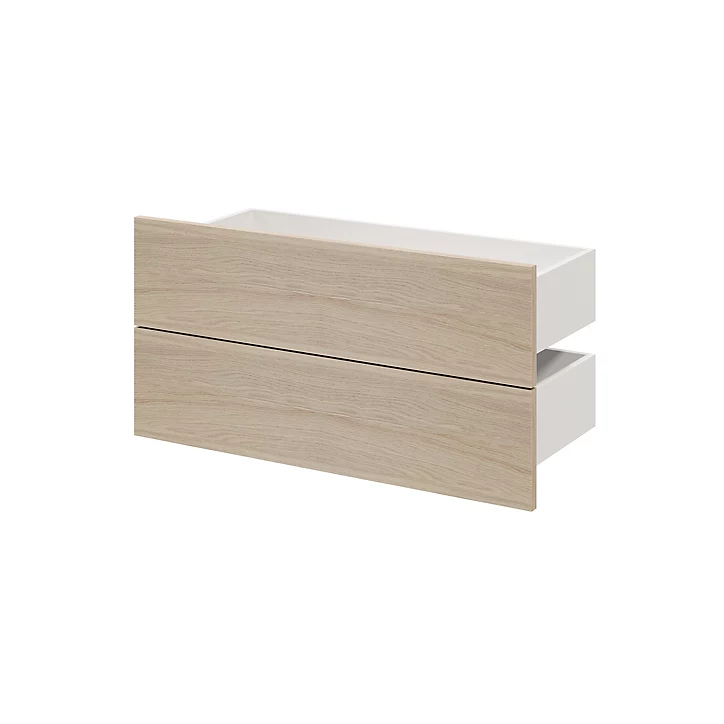 Lot de 2 tiroirs effet chêne GoodHome Atomia H. 18,5 x L. 74,4 x P 30 cm