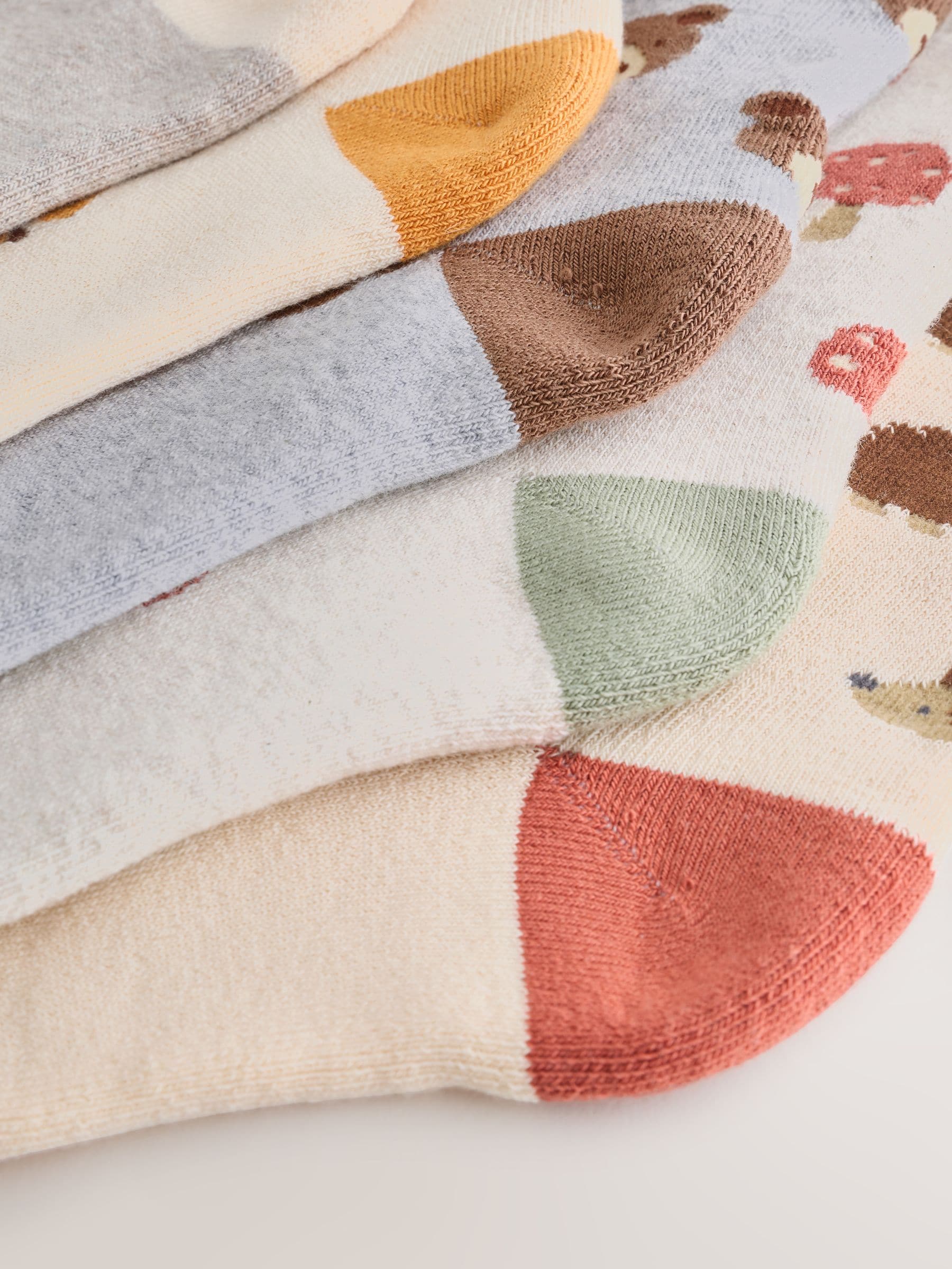 Ecru Woodland Animals - Set van 5 Cosy Terry sokken met hoog katoengehalte