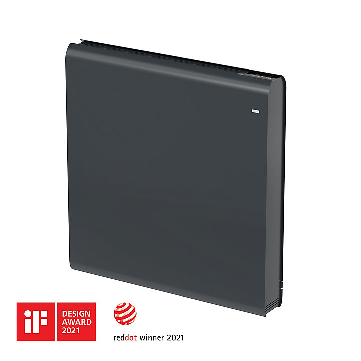 Radiateur connecté électrique à inertie fluide GoodHome Iriya anthracite 1000W horizontal