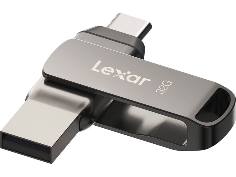 Lexar USB-Stick JumpDrive Dual Drive D400 32 GB USB-Stick mit 32 GB Speicherkapazität und 100 MB/s Lesegeschwindigkeit