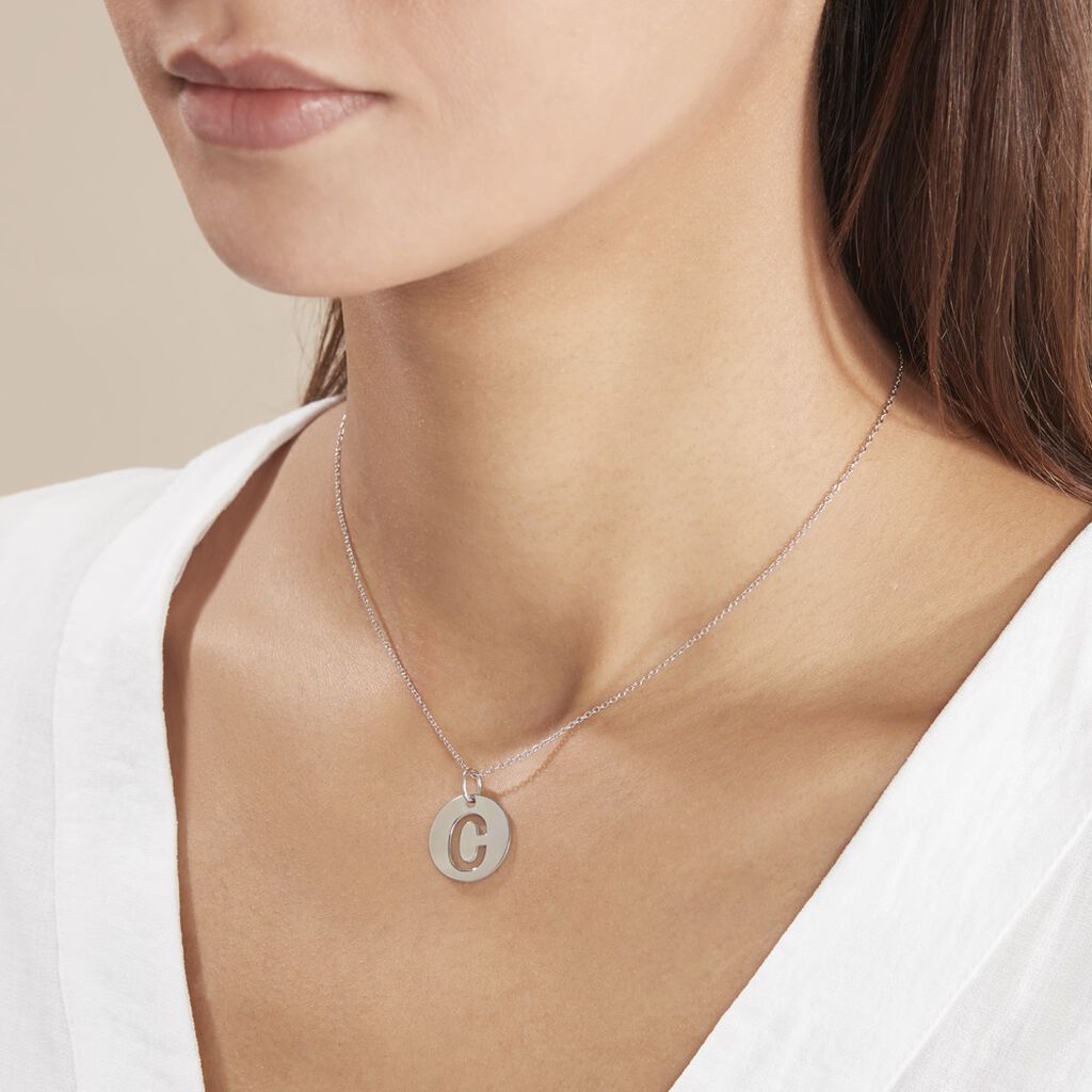 Pendentif Elio C Argent Blanc