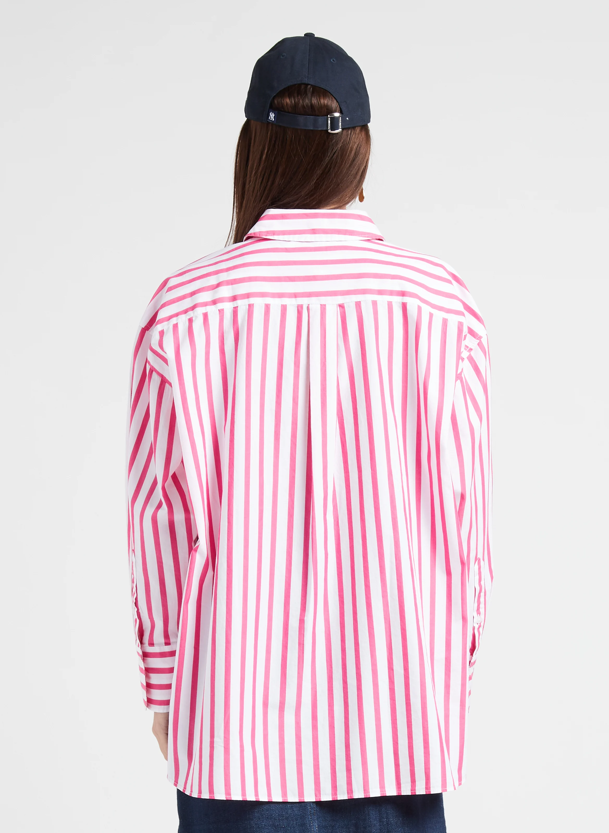 Chemise col classique à rayures en coton bio | Blanc