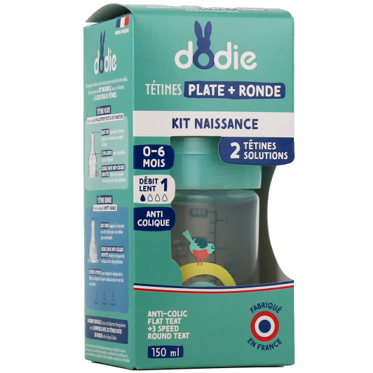 Dodie kit naissance biberon 150ml + 2 tétines - Bébé 0 à 6 mois