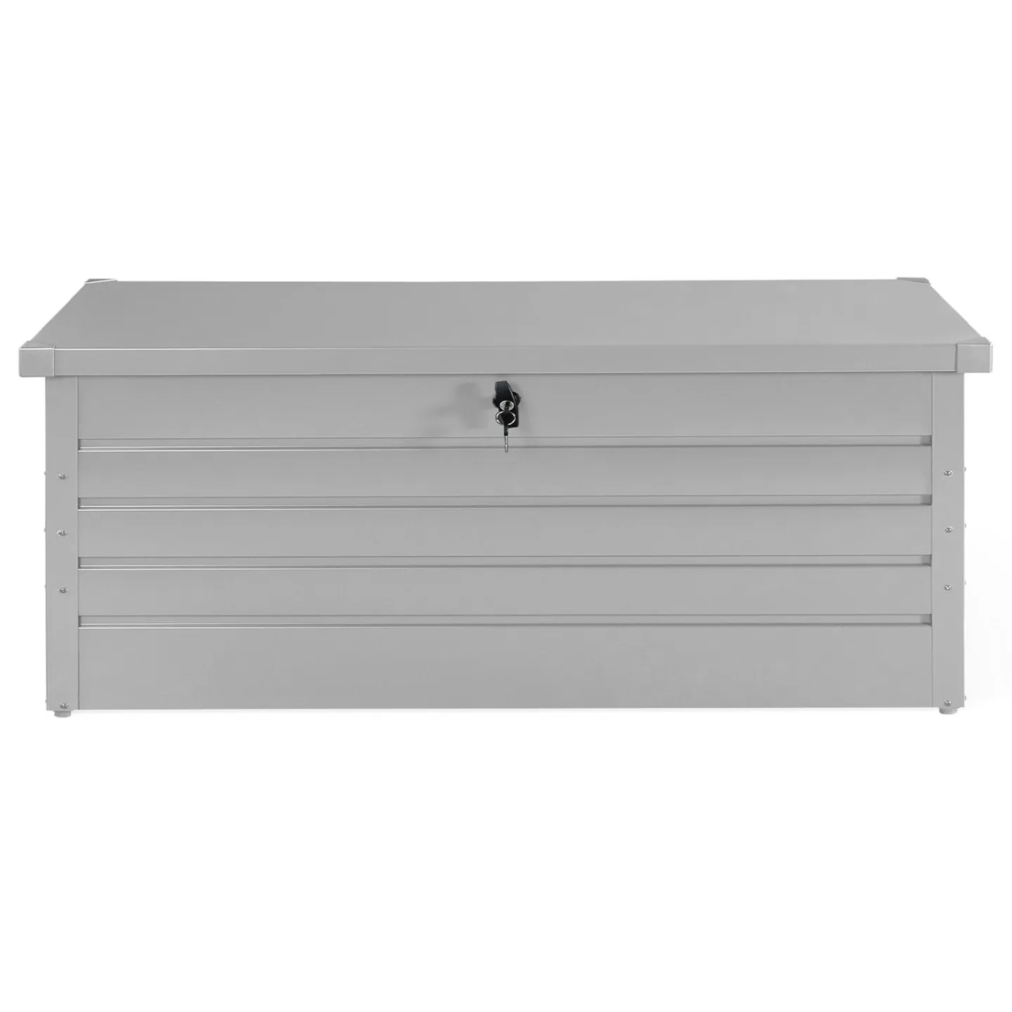 Coffre de rangement métal verrouillable gris clair pour jardin 600L 165x70x63 cm