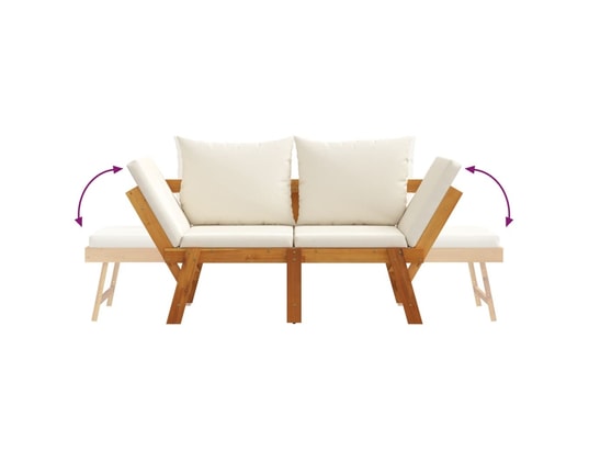 VIDAXL - Banc de jardin avec coussins 2 en 1 bois d'acacia massif