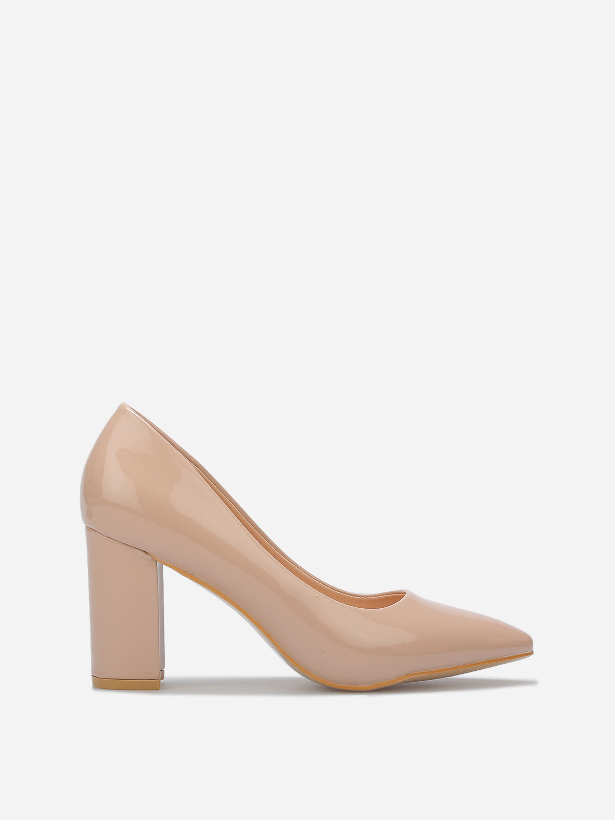 Escarpins vernis à bout pointu- Beige