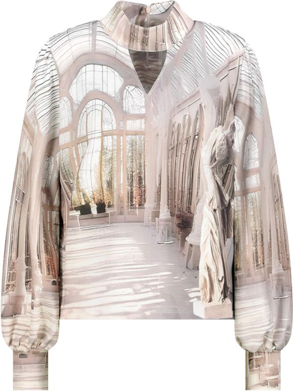 Monari Dames trui beige (Maat: 36) - Halslijn: Opstaande kraag,