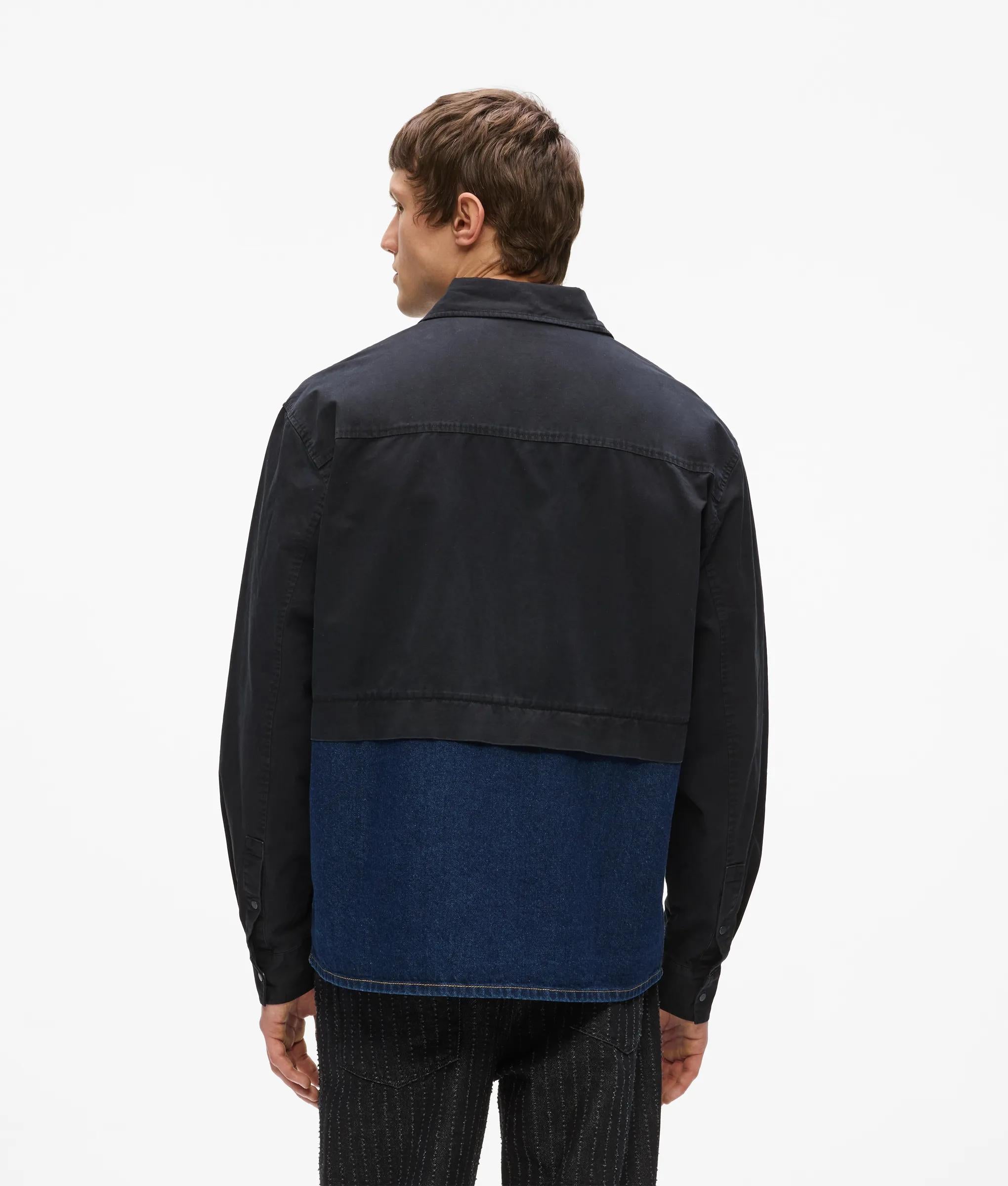 Twill en denim overshirt