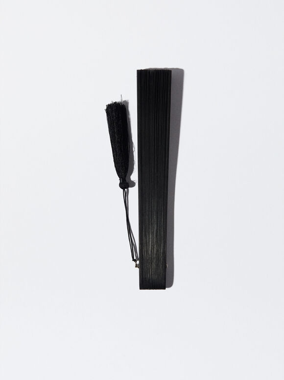 Leque de bambu perfurado - Preto