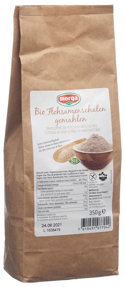 MORGA Flohsamenschalen<br>350 g, gemahlen glutenfrei Bio