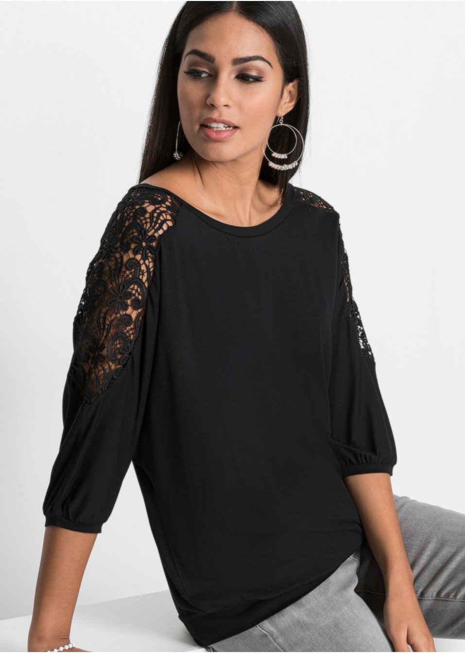 T-shirt oversize avec dentelle