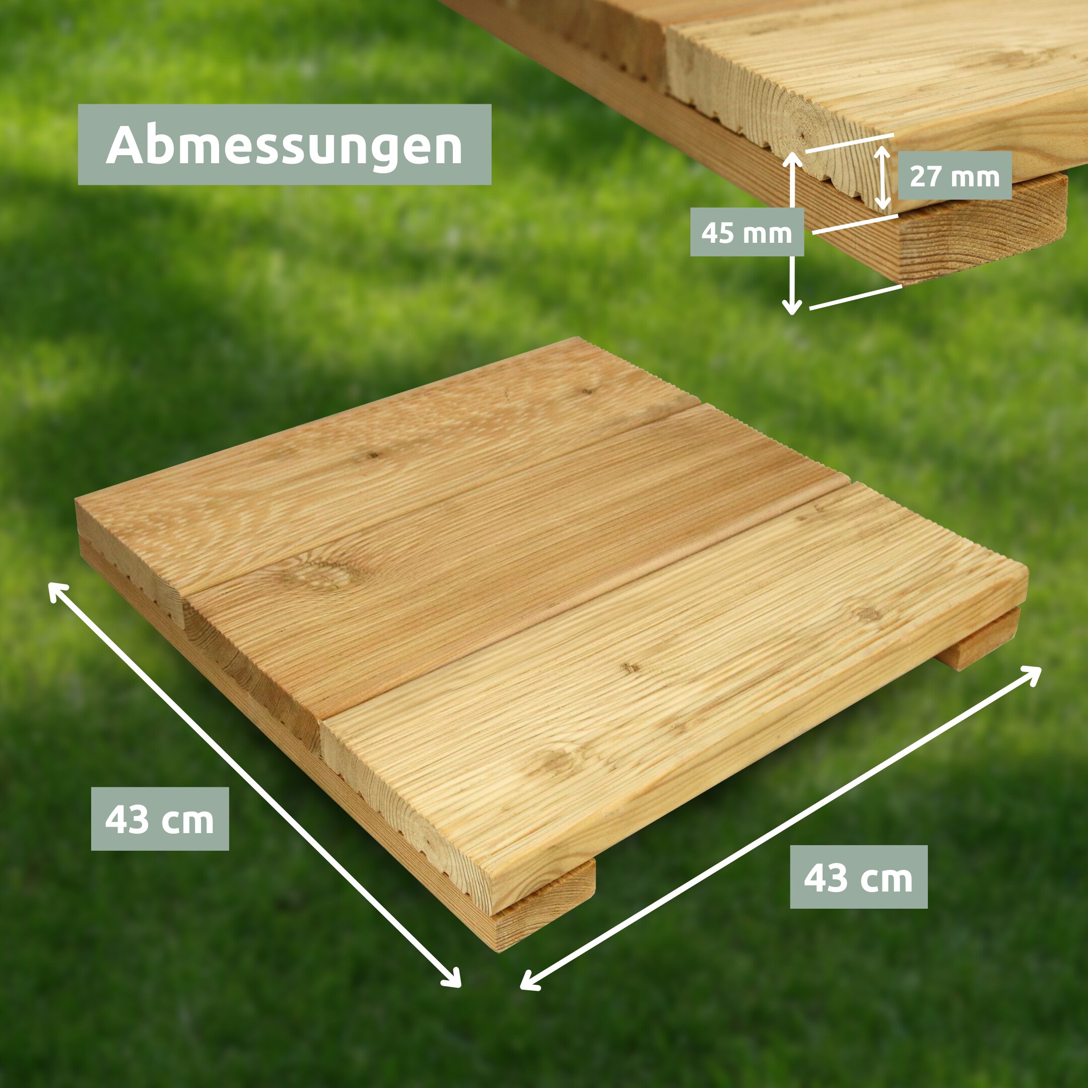 holz4home® Holz-Fliese Lärche I Ideal für die Terasse oder den Balkon | 43 x 43 cm