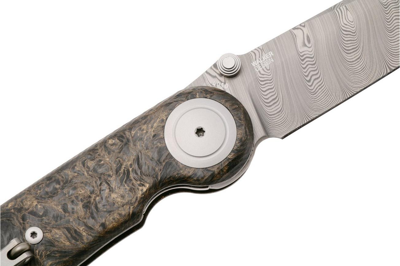 CRKT Pursue 4010 Super Dense Twist Damasteel, Contoured Dark Matter FatCarbon, zakmes, Michael Walker design