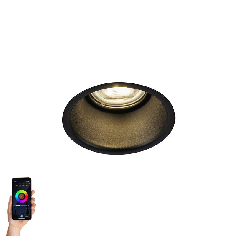 Moderne smart inbouwspot zwart incl. WiFi GU10 - Dept