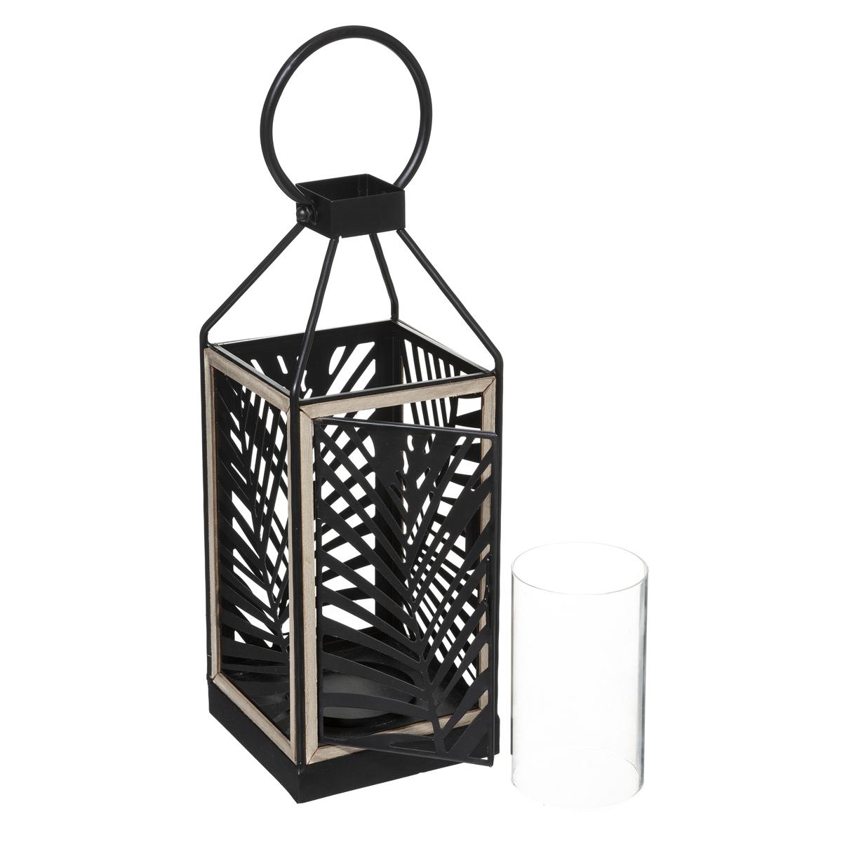 LANTERNE METAL FEUILLE DRISS H.38.5CM